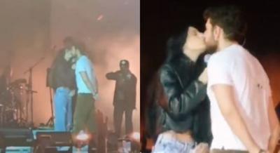 Ana Castela e Gustavo Mioto se beijam em público pela primeira vez