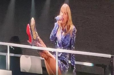 Taylor Swift quebra salto e continua show no perrengue